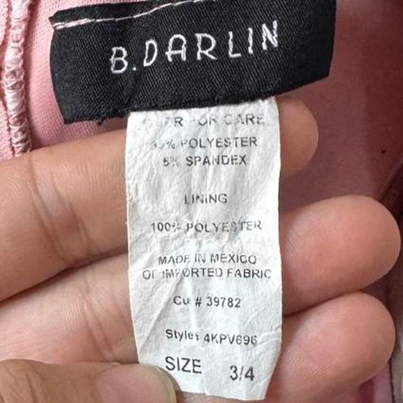 B. Darlin Pink Floral Puff Sleeve Mini Dress Faux Wrap Ruffle Cottagecore 3/4 - Picture 8 of 8